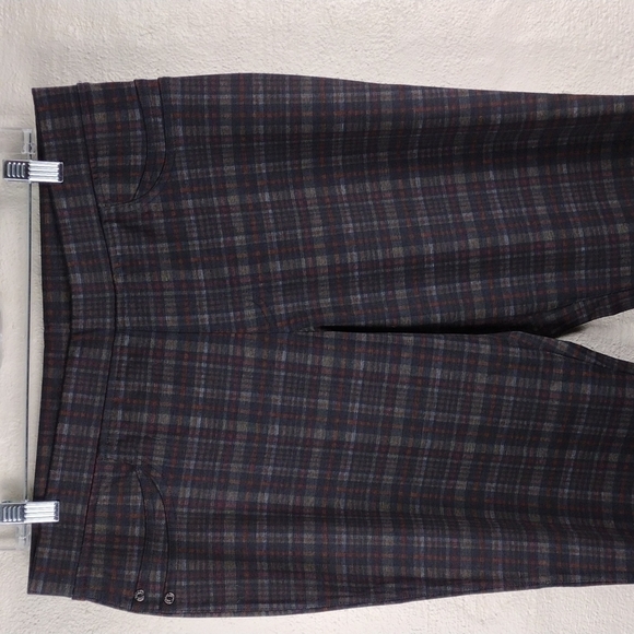 Talbots Petite Black Checkered Plaid High Rise Pull On Straight Leg Ankle Pant - Picture 2 of 9